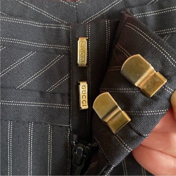 GUCCI Italy Navy Blue Pinstripe Wool Trouser Pants - Picture 11 of 11